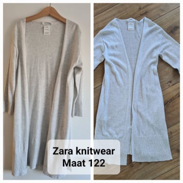 Zara lang licht grijs, beige dun vest Maat 122