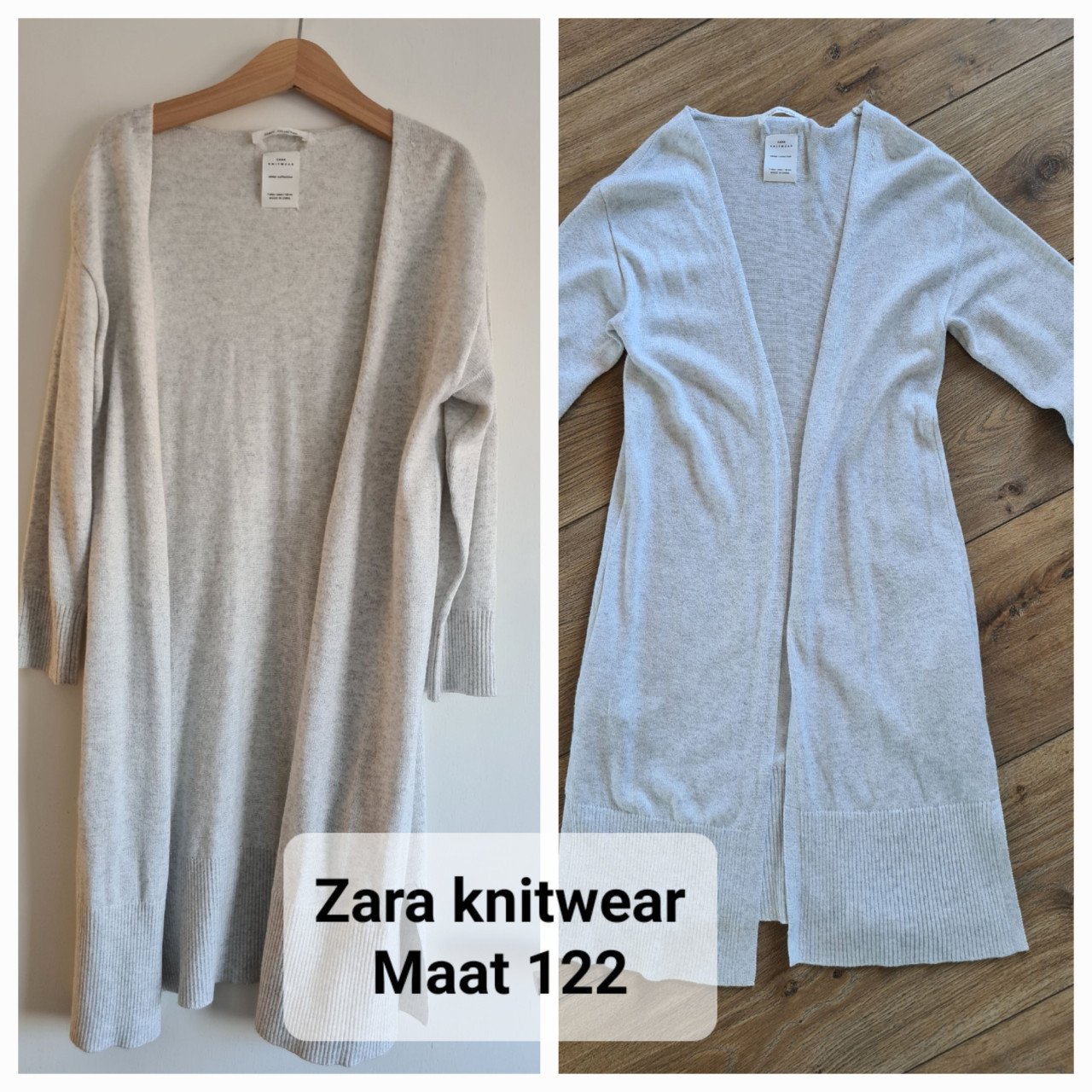 Zara lang licht grijs, beige dun vest Maat 122