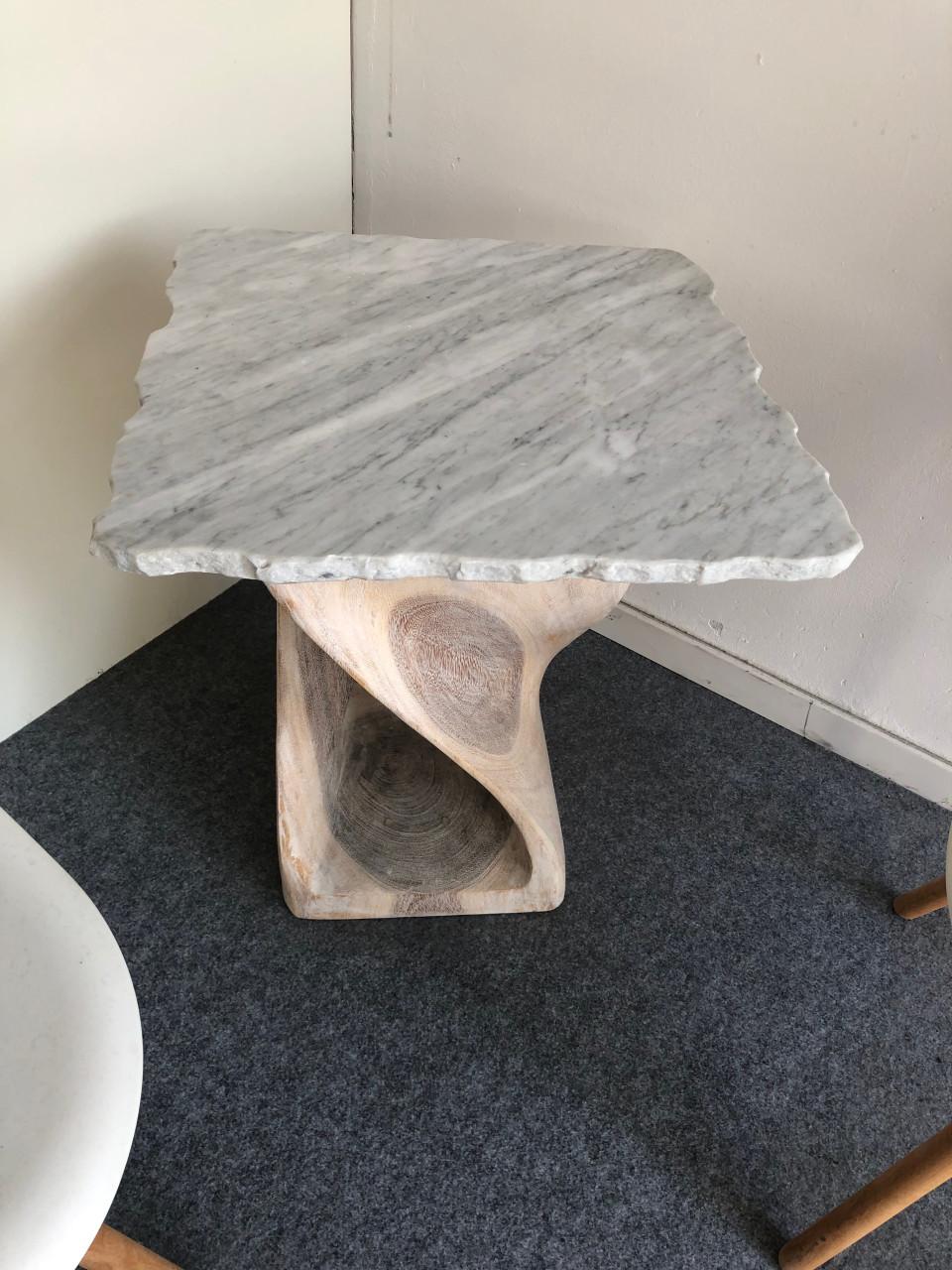 Marmeren Tafel met houten voet
