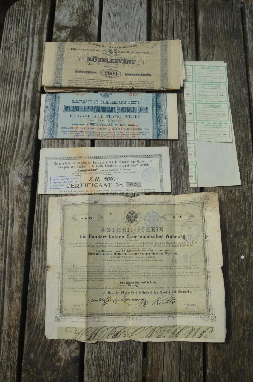 Diverse oude aandelen 1870 - 1910