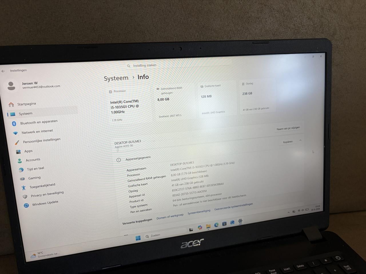 Acer Aspire |15,6" | Intel i5 | 8GB | 256GB | Windows 11