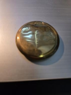 Vintage koperen snuifdoosje met een scharnierend deksel, Ø5cm