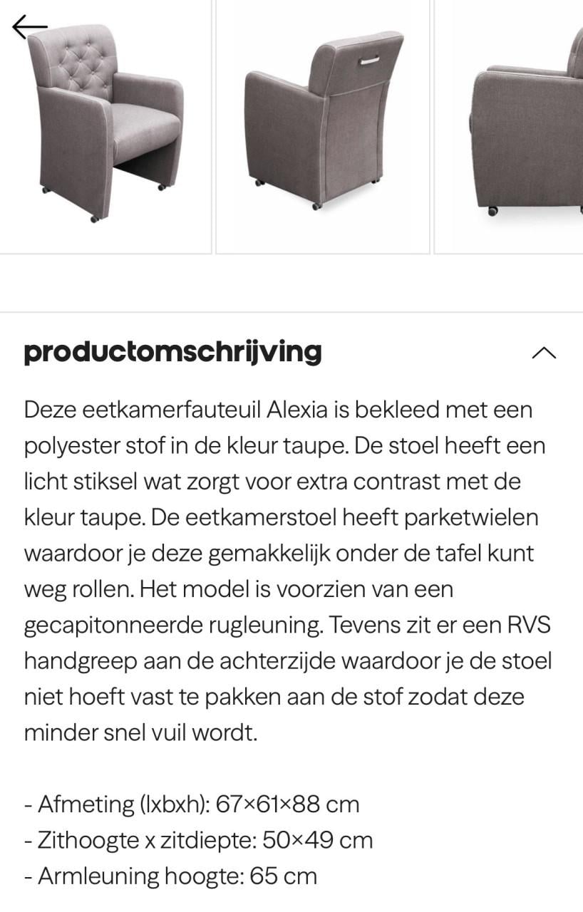 4x Eetkamerstoel op wielen