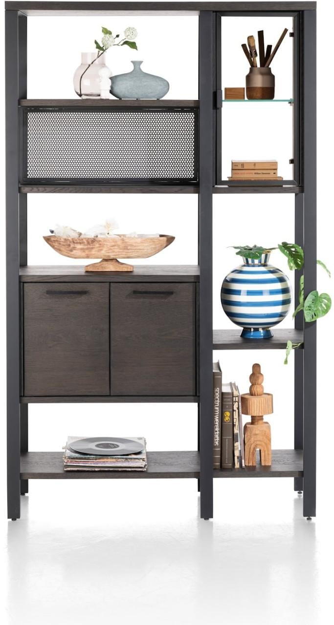 Roomdivider 120 cm - 2-glasdeuren + 4-deuren Castle antraciet Ridgefield