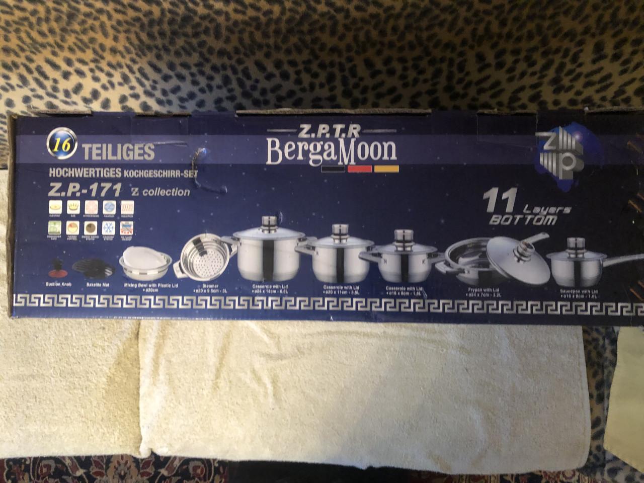 PANNEN UITZET RVS 16 delig zwitsers fabrikaat geschikt bv gas-inductie enz.