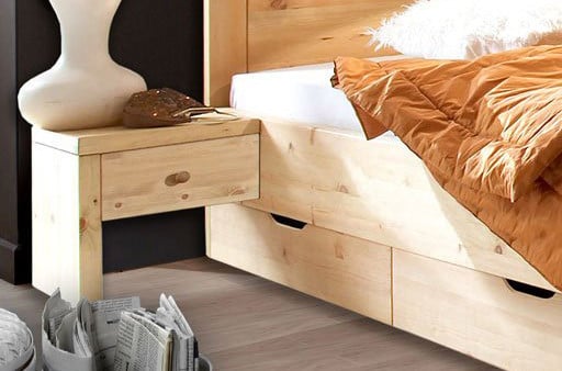 Massief grenenhout. Tweepersoonsbed ODIN met bedlades