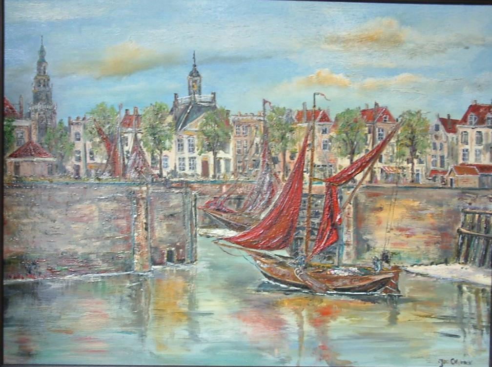 Hoogaars -hengst  oude visserij  schilderijen  Jac Caljouw  Arnemuiden