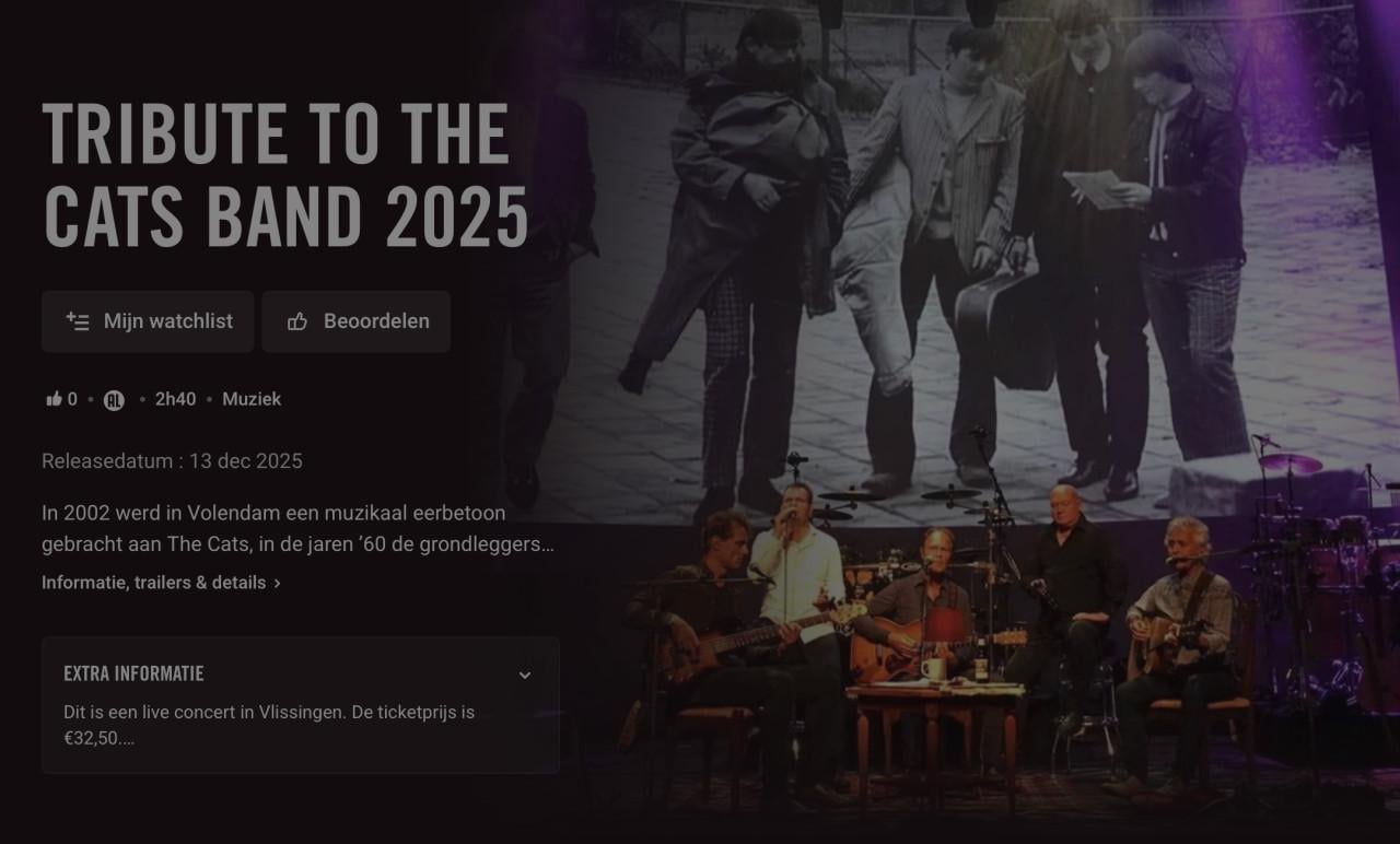 Tickets voor Tribute Cats band 13 december!