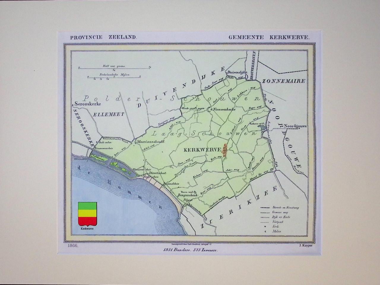 Historische Gemeentekaartjes Schouwen-Duieland van J. Kuyper