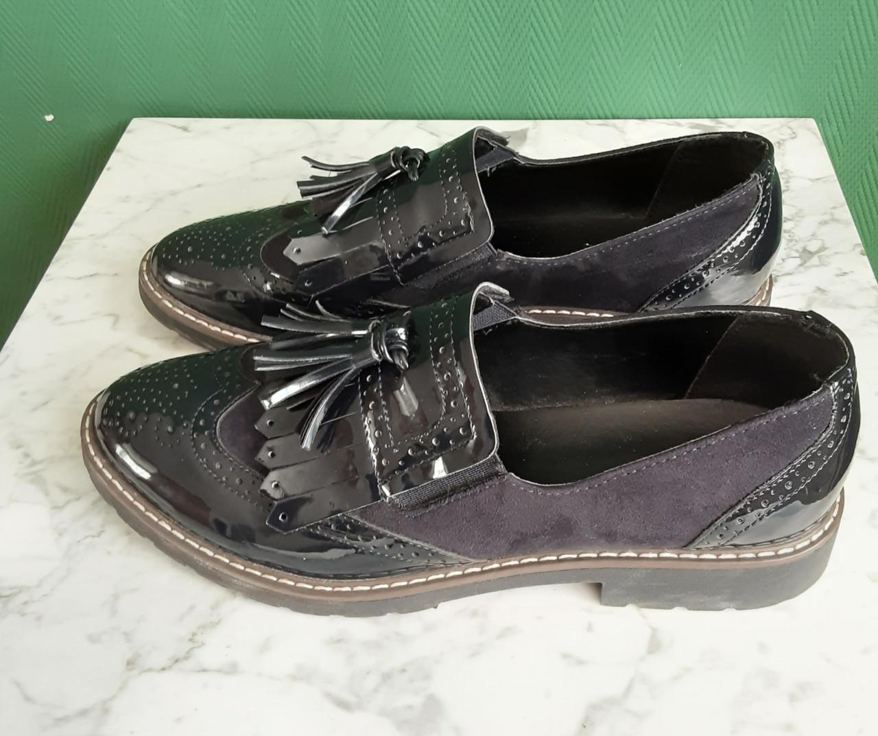 Graceland Blauwe Instappers 40 . leer en suedine