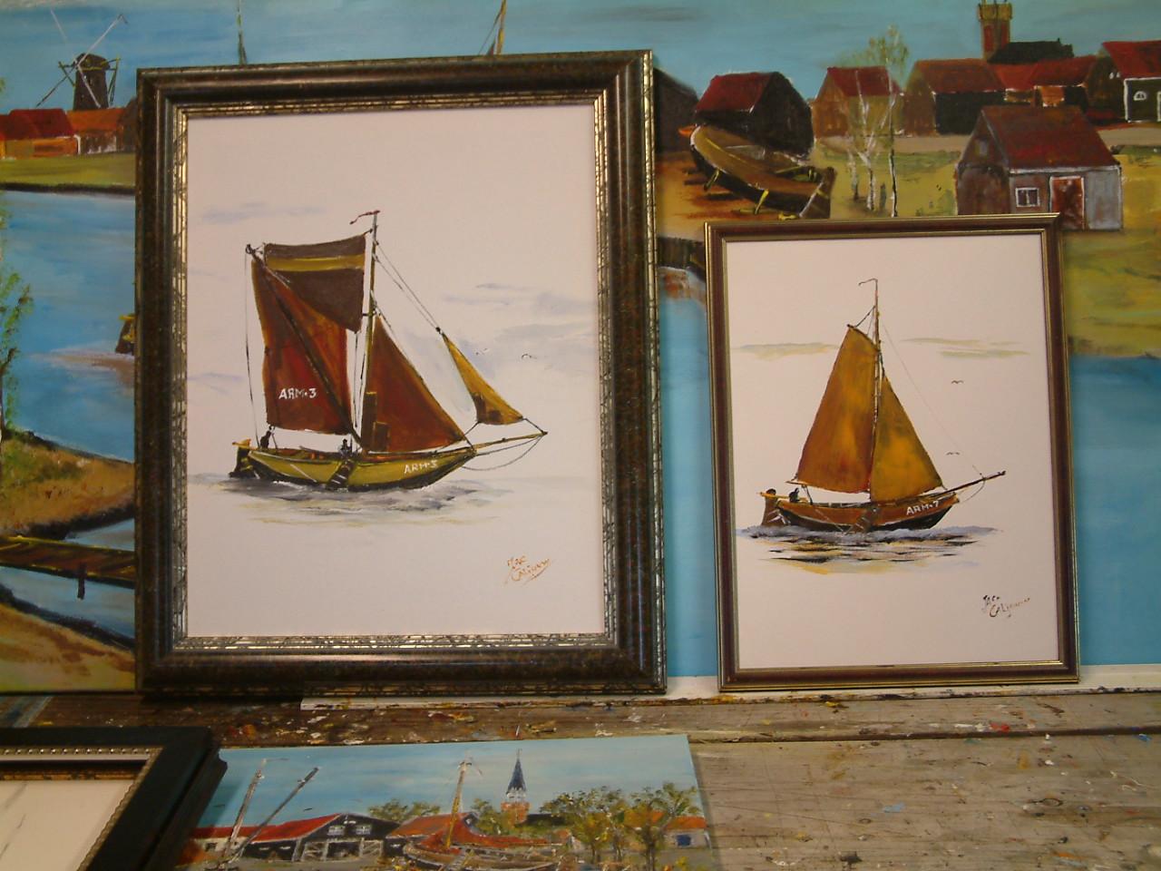 Hoogaars - botter -hengst -schilderij van af 45 euro incl Lijst er om