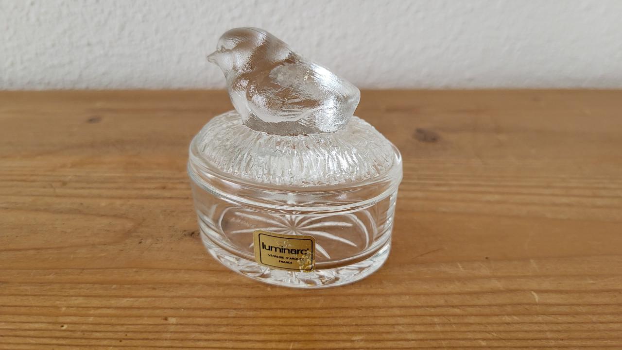 Vintage Luminarc (Verrerie d'Arques) snuisterijendoosje vogel