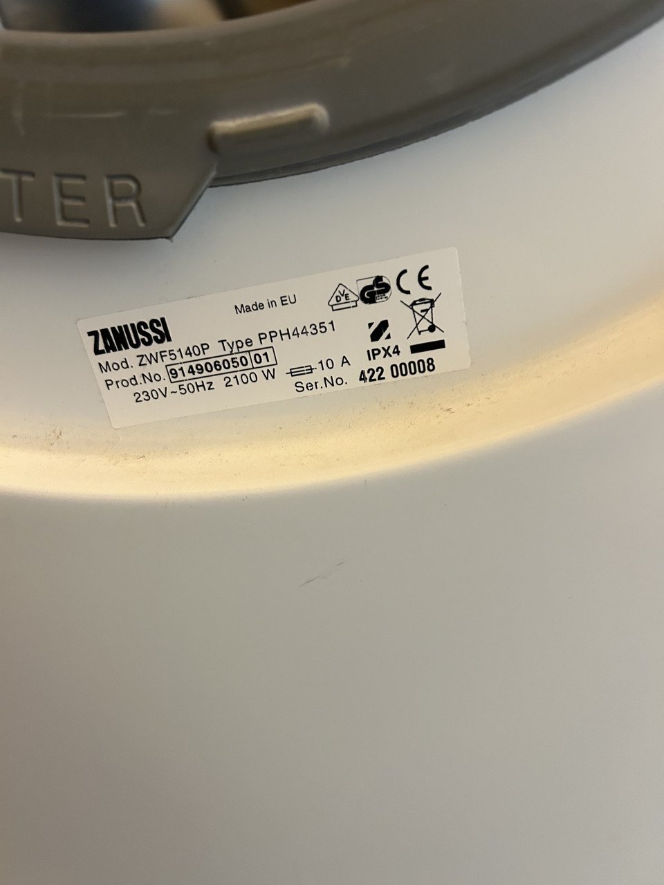 Prima zanussi wasmachine