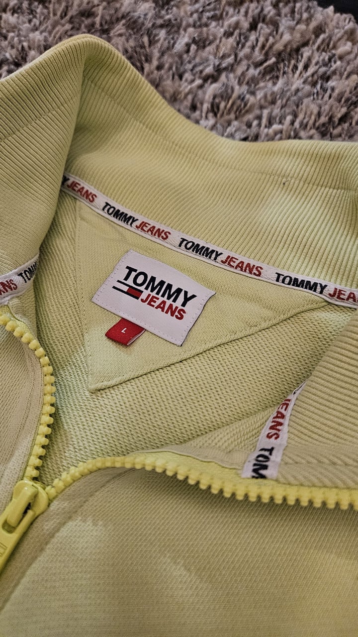 Tommy Jeans lichtgele half zip sweater – maat L