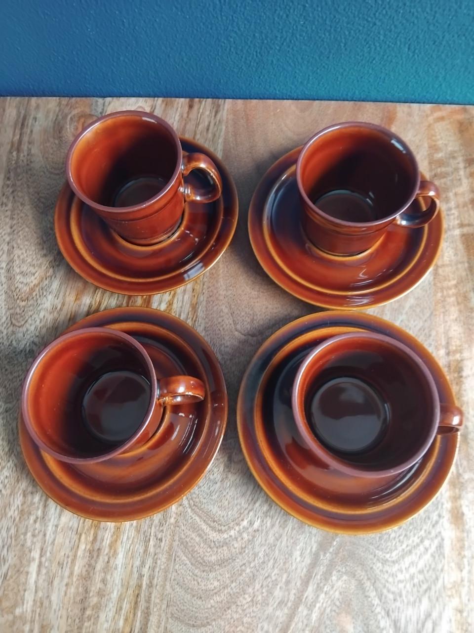 Vintage Pruszków Porselein Bruinservies