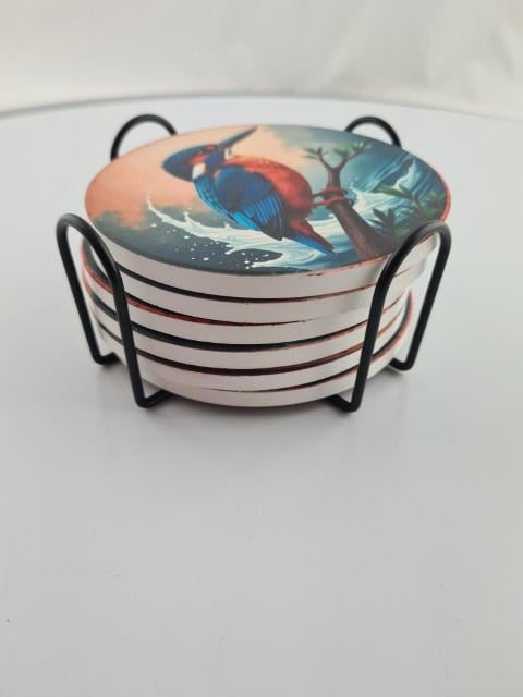 Onderzetters IJsvogel steen met standaard