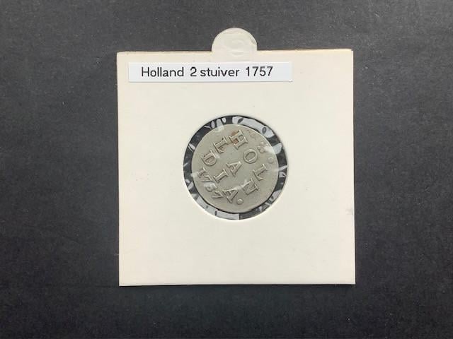 Holland, dubbele wapenstuiver 1757 zilver.