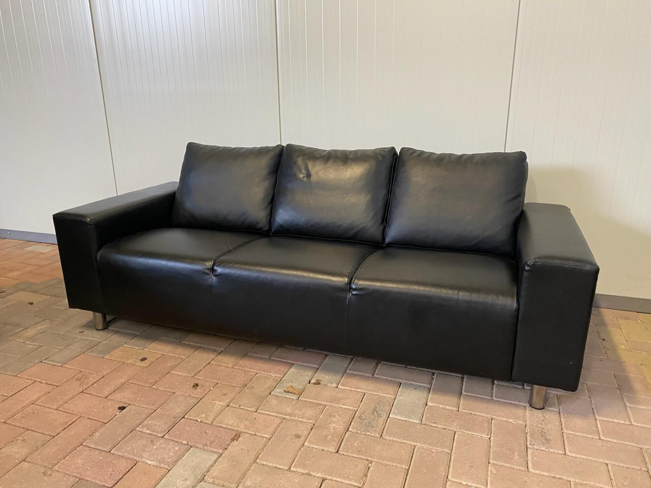 GRATIS LEVERING HEEL NL Mooie Zwart Leer 3-zitsbank