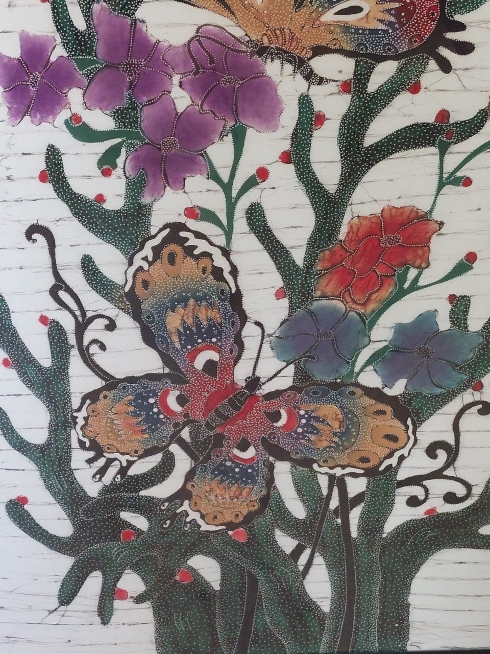 Originele batik uit indonesie in lijst achter glas