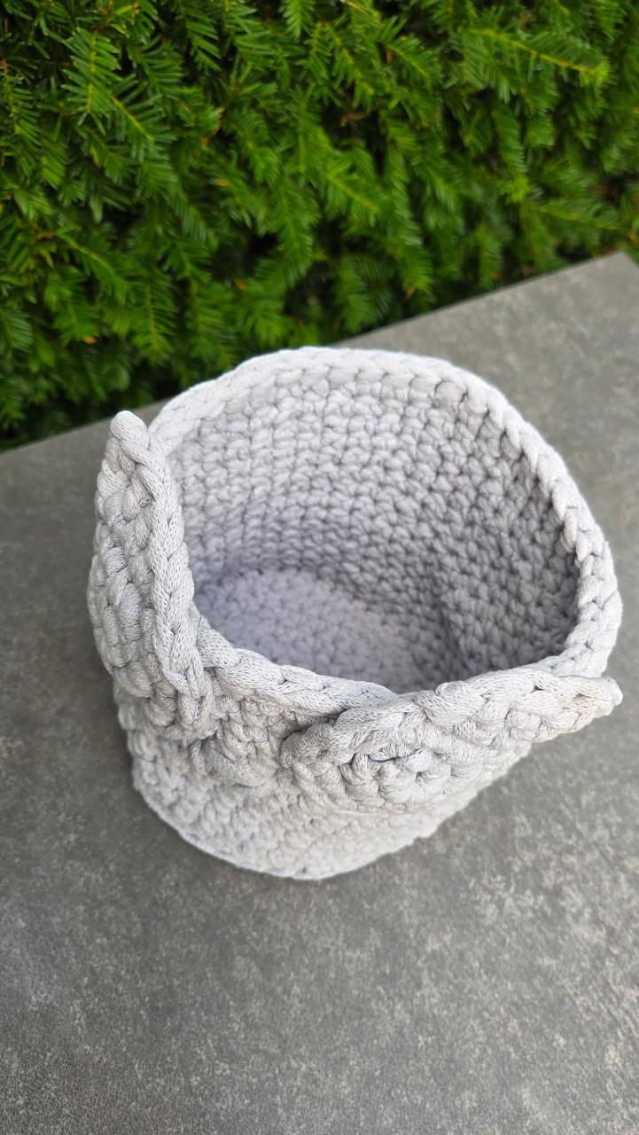 🎈Opbergmandje van textielgaren, lichtgrijs, in de vorm van een uiltje.