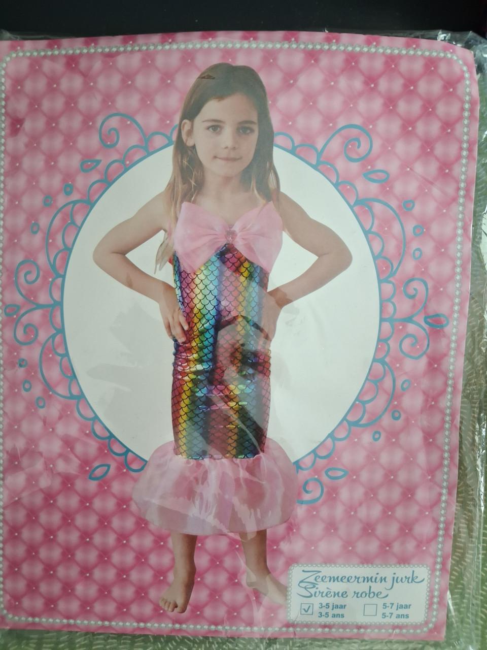 Zeemeerminnenjurk ( kinderen 3 tot 5 jaar ) Nieuw in verpakking