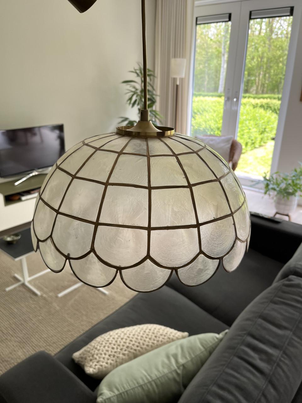 Vintage schelpenlamp met originele fitting