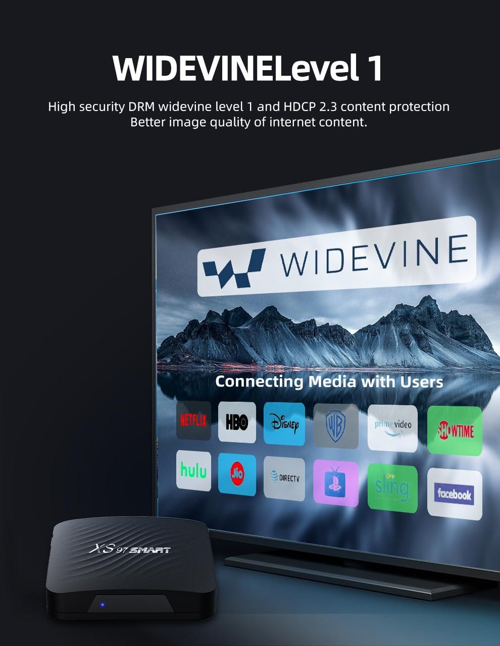 XS97 Android smart tv box inclusief 1 jaar kijken