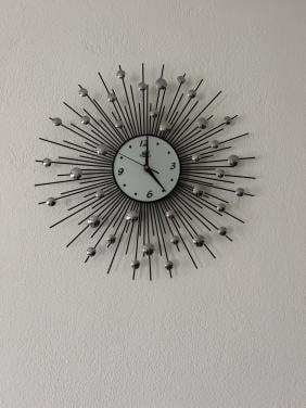 Wandklok zwart/zilver Peri Glass