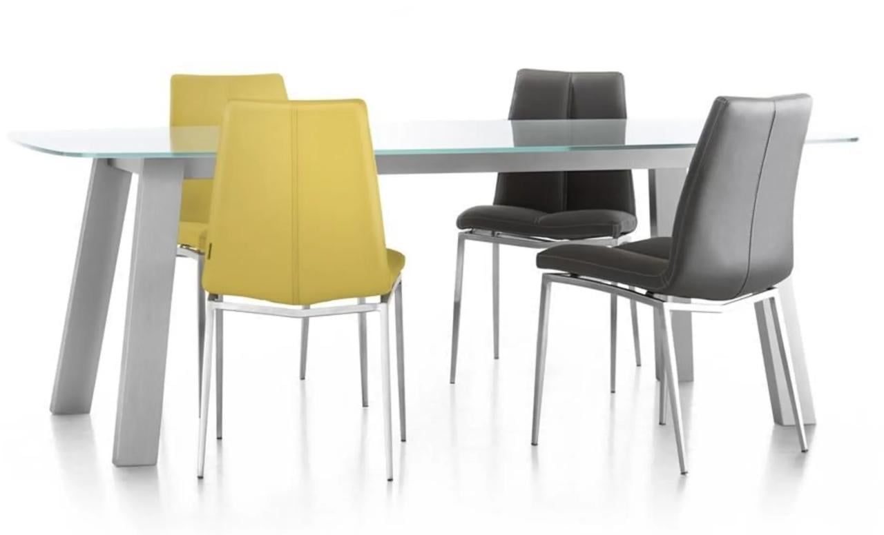 Eetkamertafel glas/rvs