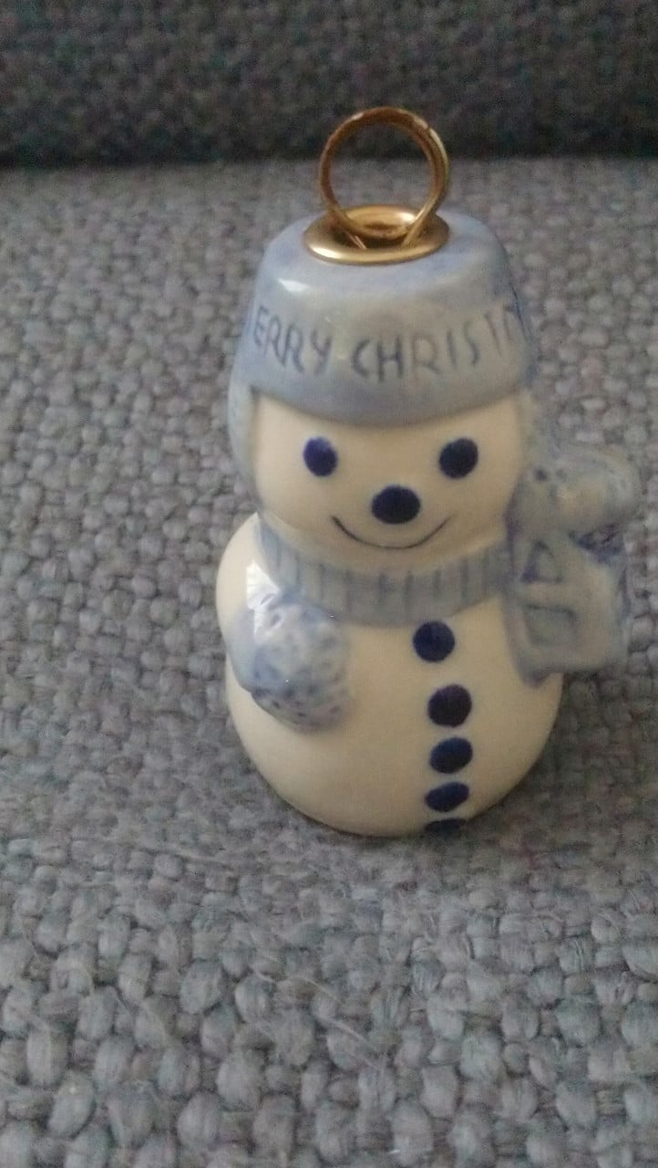 Kerst hanger keramiek sneeuwpop 7 cm