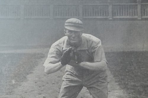 Gekke oude foto van een Honkballer