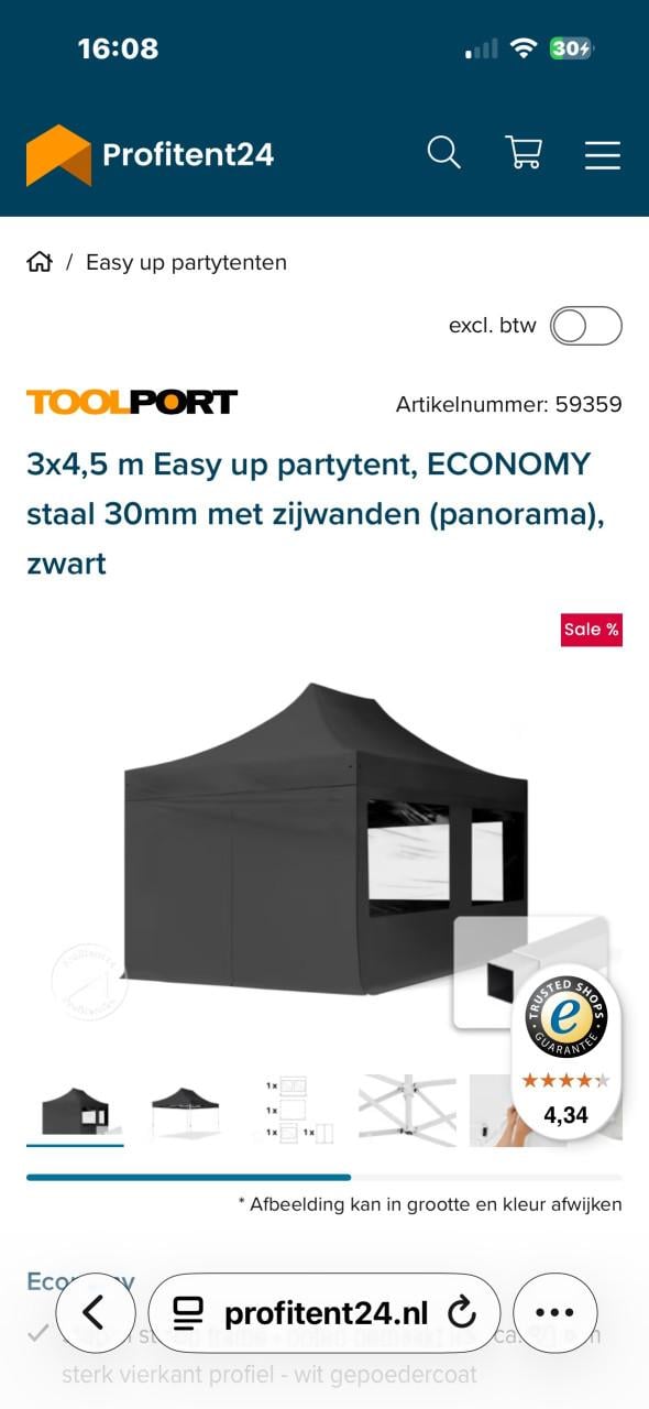 Easy up tent 3 x 4,5 meter