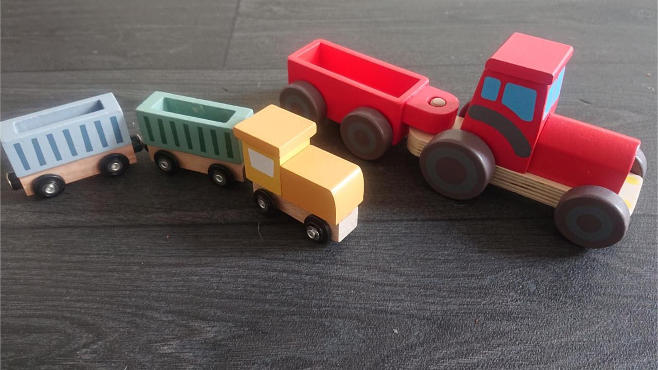 Houten (magneet) tractor set 2 stuks