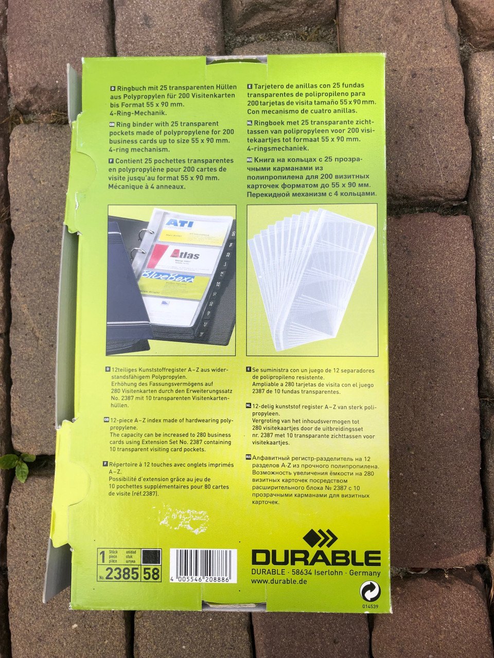 Visitekaartjes ringboek.