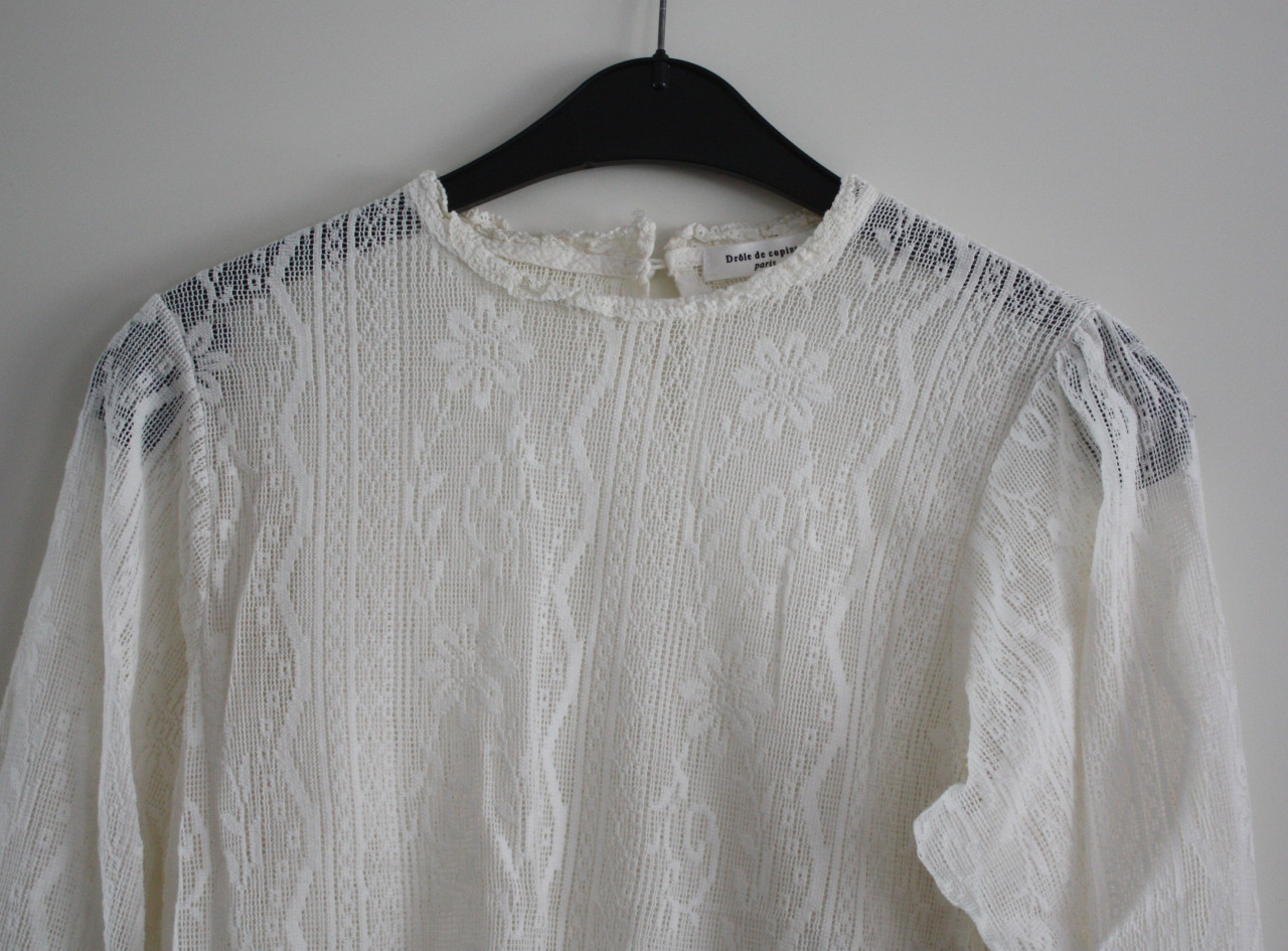 Shirt blouse wit kanten shirt maat m-L