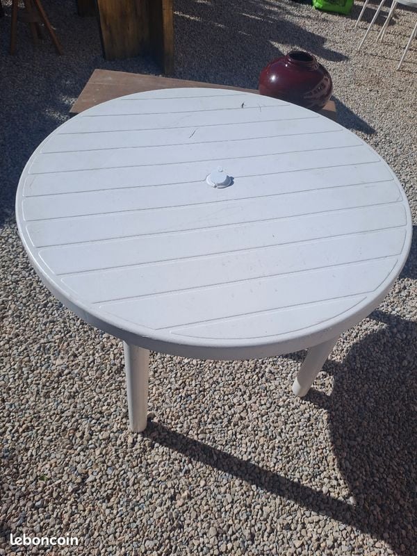 Ronde kunststof witte Tuintafel van uitstekend kwaliteit als nieuw
