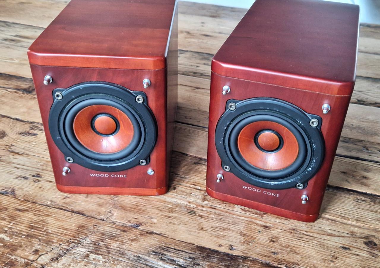 Kleine bookshelf JVC speakers met houten conus SP-EXA1