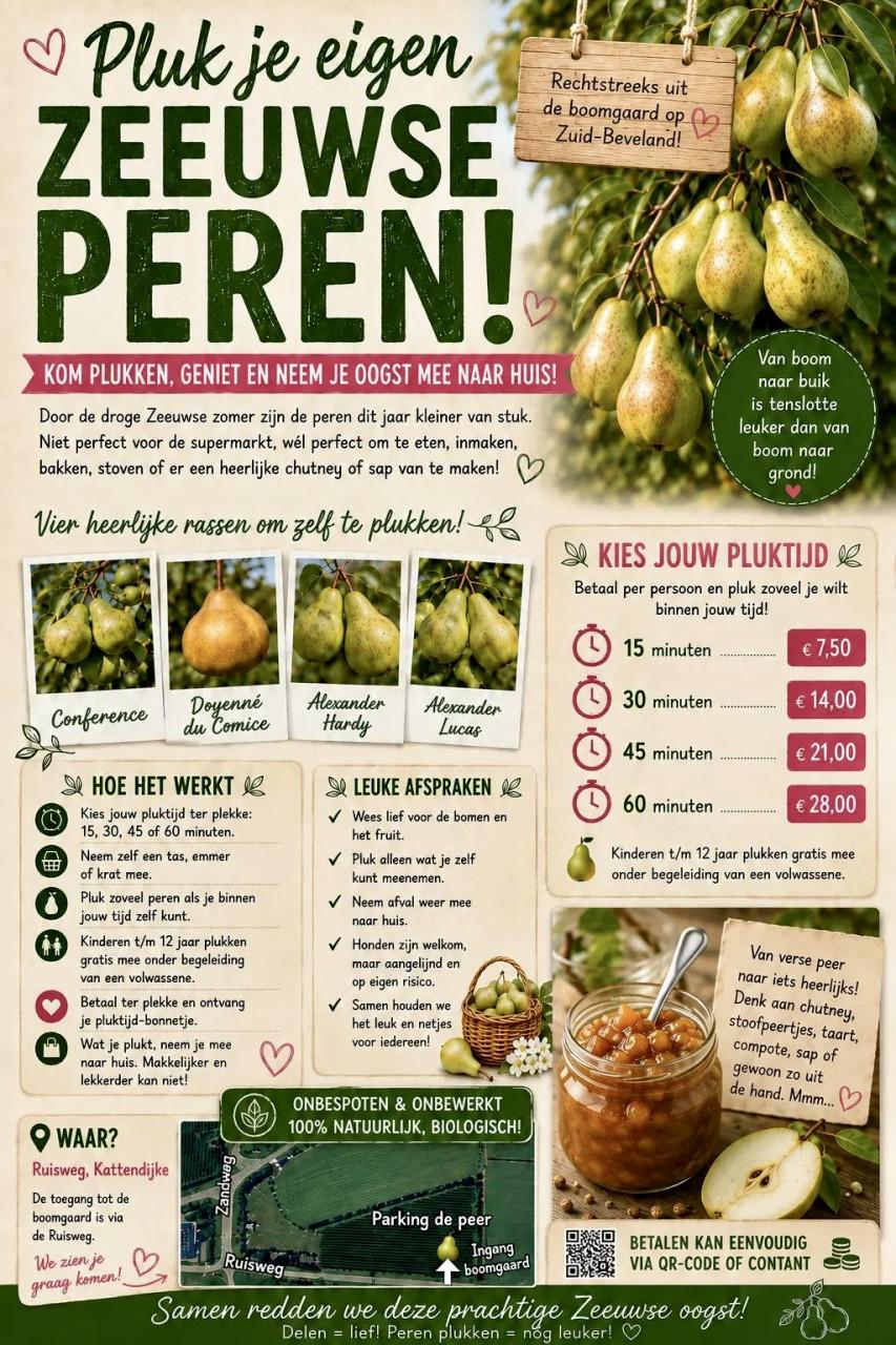 Kom gezellig aanstaand weekend biologische peren plukken!