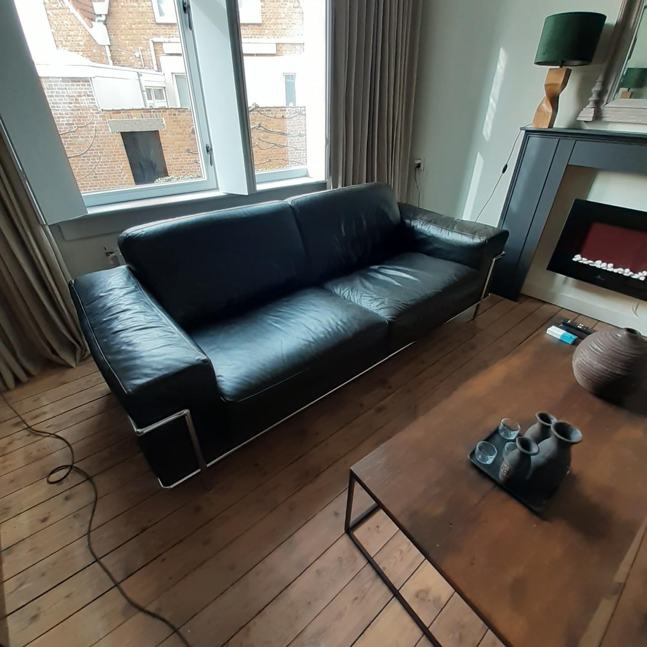 Natuzzi zwart leren  bank