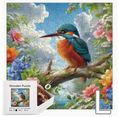 Houten puzzel - ijsvogel