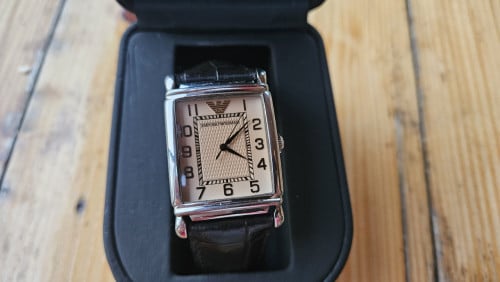 Emporio Armani Herenhorloge Rechthoek - Leer