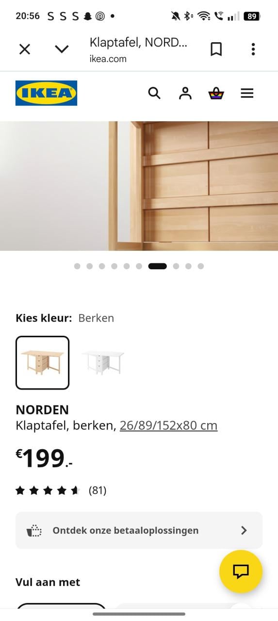 Inklapbare eettafel