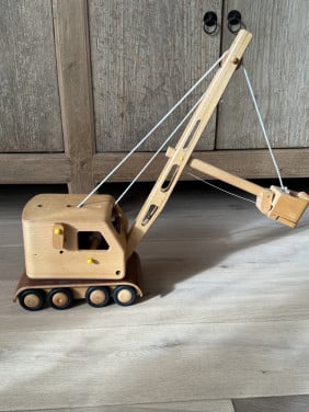 Prachtige degelijke houten dragline / graafmachine