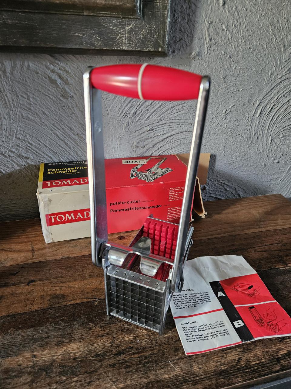 Vintage Tomado metalen - Friet Snijder, zgan in doos