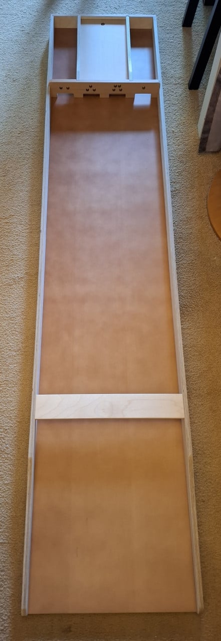Longfield (Wedstrijd) Sjoelbak, 200cm x 41cm, incl. 30 sjoelstenen, z.g.a.n
