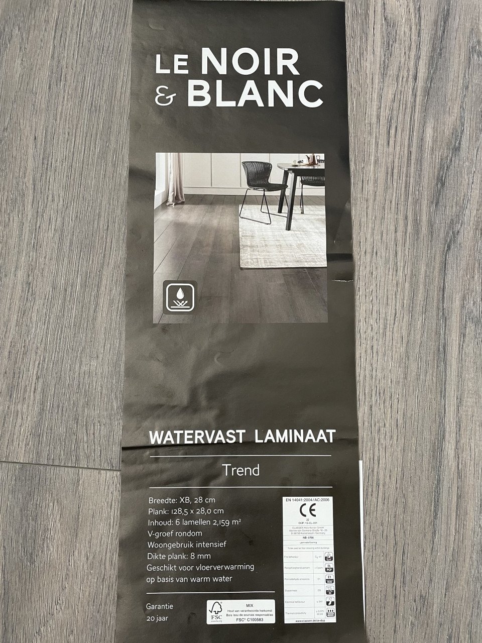 Laminaat 21 m2 le noir & blanc taupe watervast