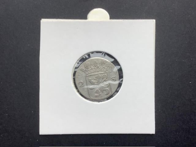 Hollandia, dubbele wapenstuiver 1757 zilver.