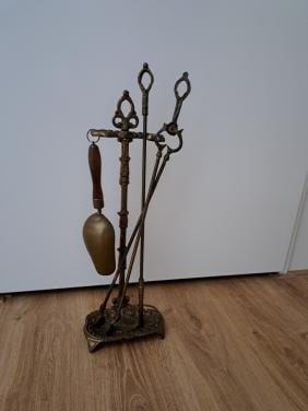 Koperen openhaard set.