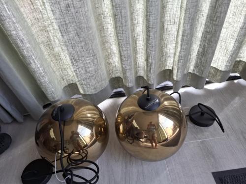 Hanglampen goud rookglas