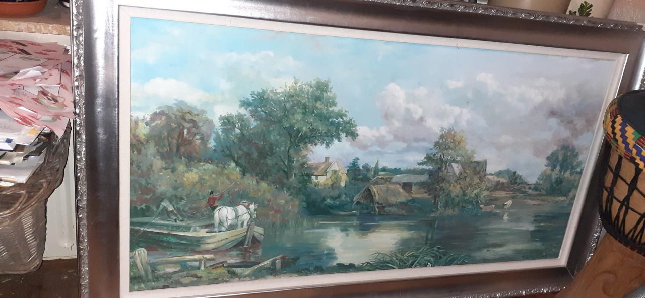 3 x LANDSCHAP Schilderij groot XXL klassiek met boot & XL
